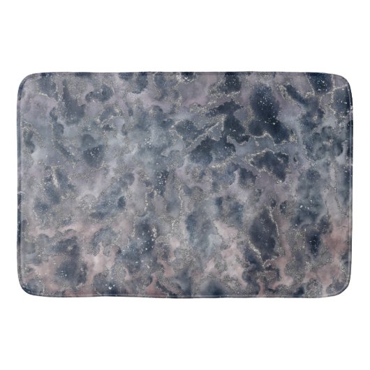 Tapis De Bain Tache d'aquarelle rose abstrait Blue & Blush (Devant)