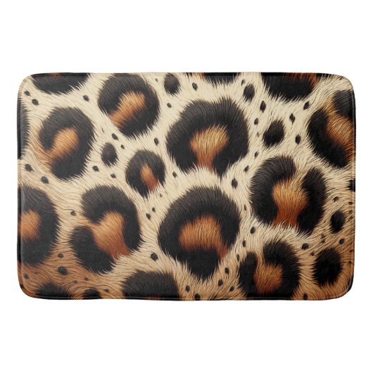 Tapis De Bain Taches d'Impression Animale Fourrure Léopard Beige (Devant)
