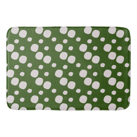 Tapis De Bain Taches roses sur fond vert feuillu (Devant)