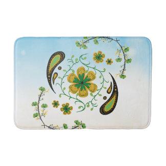 Tapis De Bain Taiji Flower – Green & Yellow Botanical Art