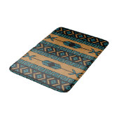 Tapis De Bain Tan Et Turquoise Motif Aztec Sud-Ouest (Angle)