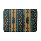 Tapis De Bain Tan Et Turquoise Motif Aztec Sud-Ouest (Devant)