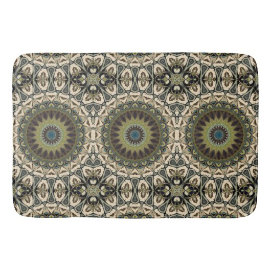 Tapis De Bain Tan Et Vert Abstrait (Devant)