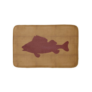 Tapis De Bain Tan rustique avec poisson rouge foncé