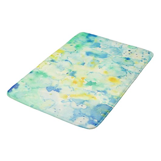 Tapis De Bain Tapis de douche jaune vert abstrait d'aquarelle (Angle)