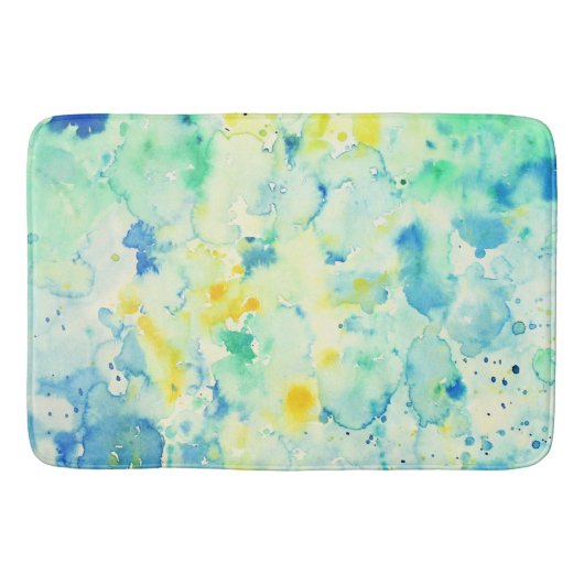 Tapis De Bain Tapis de douche jaune vert abstrait d'aquarelle (Devant)