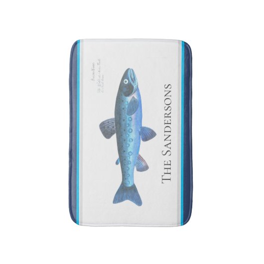 Tapis De Bain Tapis de sol bleu personnalisé Poisson Moderne Côt (Devant (Vertical))