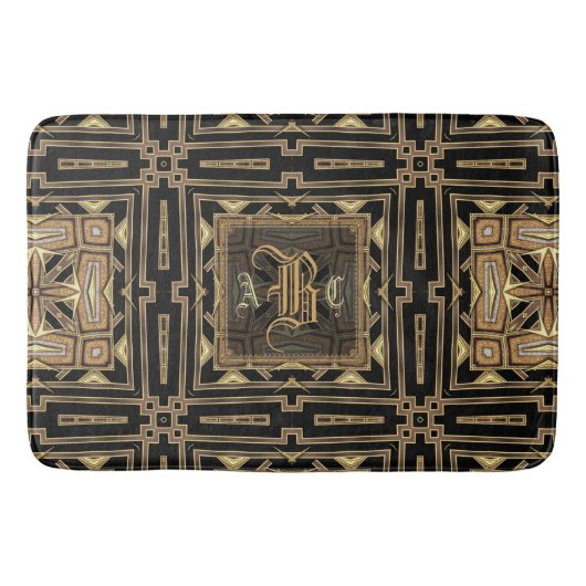 Tapis De Bain Tapis géométrique de monogramme de motif d'ArtDeco (Devant)