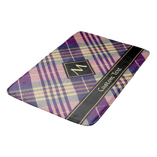 Tapis De Bain Tartan mauve, or et bleu (Angle)