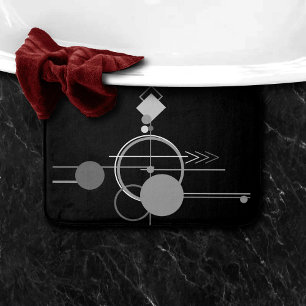Tapis De Bain Tatouage Art Déco Moderne Minimalisme noir et g