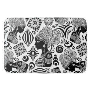 Tapis De Bain Tatouage Tribal Portrait de Fille Africaine