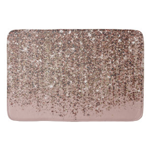 Tapis De Bain Taupe Blush Rose Pâle Bronze Or Paillettes Glamour