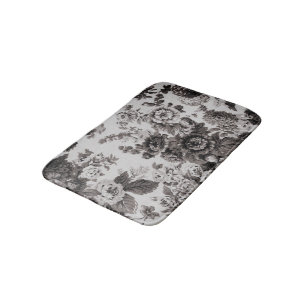 Tapis De Bain Taupe gris de couleur chamois Toile floral vintage