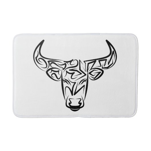 Tapis De Bain Taureau tribal noir et blanc / Ox (Devant)