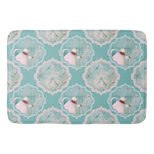 Tapis De Bain Tea time menthe vert et rose Rug (Devant)