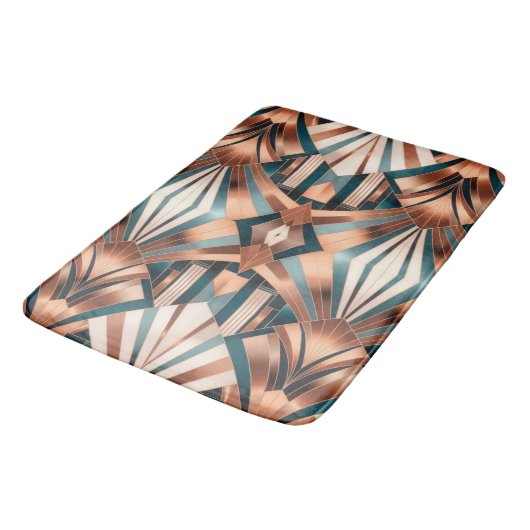 Tapis De Bain Teal Copper Geometric Skyscraper Neo Art Deco (Angle)