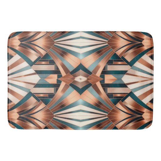 Tapis De Bain Teal Copper Geometric Skyscraper Neo Art Deco (Devant)