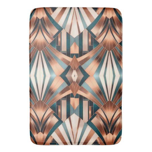 Tapis De Bain Teal Copper Geometric Skyscraper Neo Art Deco (devant Vertical)