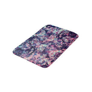 Tapis De Bain Teal, rose, et motif de marbre de granit de noir