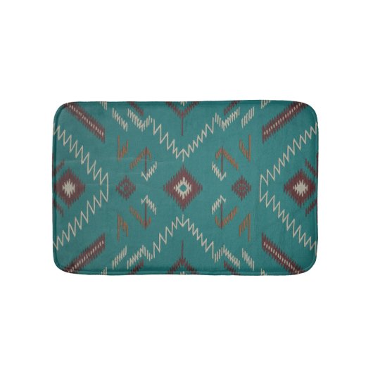 Tapis De Bain Teal Southwest Navajo Geometric (Devant)