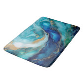 Tapis De Bain Teal Tranquilité : Art Océanique Abstrait (Angle)