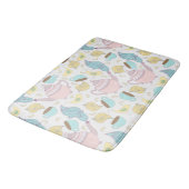 Tapis De Bain Teapots Teacups and Birds Whimsical Pastel Motif (Angle)