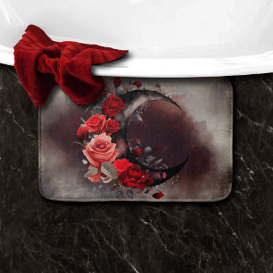 Tapis De Bain Técherie Lune de croissant avec des roses rouges