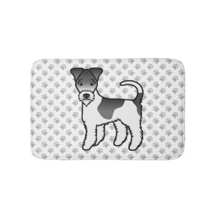 Tapis De Bain Teckel à poil dur noir et blanc Chien de dessin an