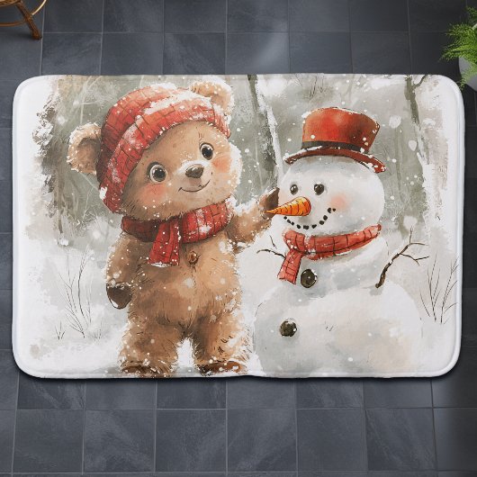 Tapis De Bain Teddy Bear et Snowman