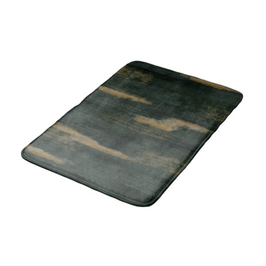 Tapis De Bain teintes douces Abstraites Vert profond & Or (Angle)