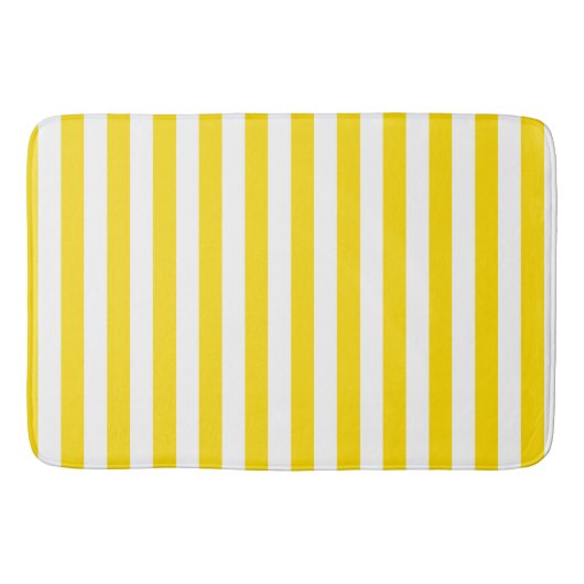 Tapis De Bain Tendance Elégant Jaune Blancs Moderne (Devant)