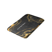 Tapis De Bain Tendance Luxe Or Noir Monogrammé (Angle)