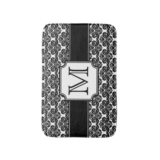 Tapis De Bain Tendance monogramme Damask (Devant (Vertical))