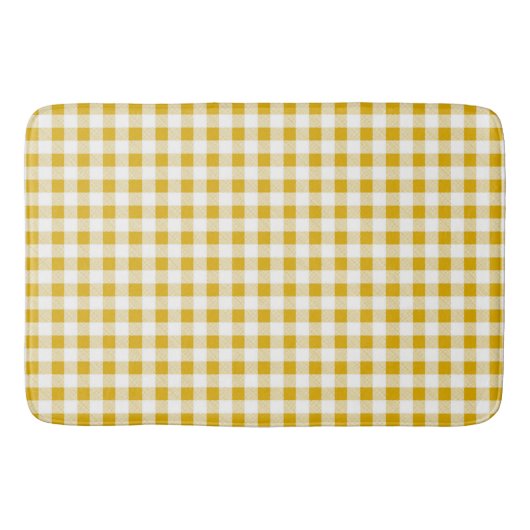 Tapis De Bain Tendance Rustique moutarde Jaune En vichy Chèques (Devant)