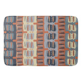 Tapis De Bain Terracotta et bandes Abstraites bleues (Devant)