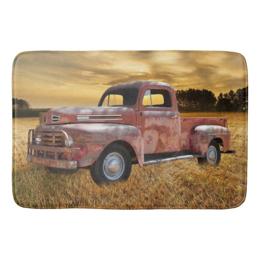 Tapis De Bain Terrain de ferme de camions antiques Red (Devant)