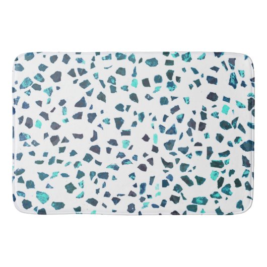 Tapis De Bain Terrazzo Turquoise Marbré Abstrait (Devant)
