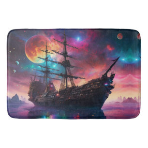 Tapis De Bain Terre de vaisseau spatial pirate sur une autre pla
