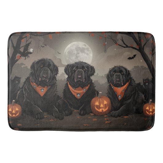 Tapis De Bain Terre-Neuve Halloween Épouvantable (Devant)
