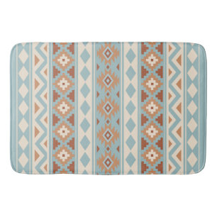 Tapis De Bain Terres cuites crèmes bleues aztèques de l'essenc