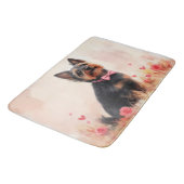 Tapis De Bain Terrier Australien avec des Roses - Saint-Valentin (Angle)