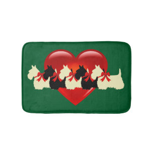 Tapis De Bain Terrier écossais/coeur rouge/Kelly/vert irlandais