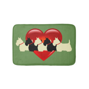 Tapis De Bain Térrier écossais/cœur rouge/Sage/vert zazzle