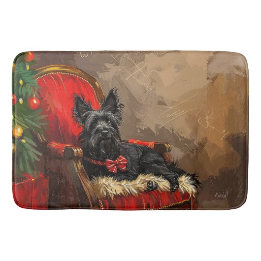 Tapis De Bain Térrier Skye de Noël Festif (Devant)