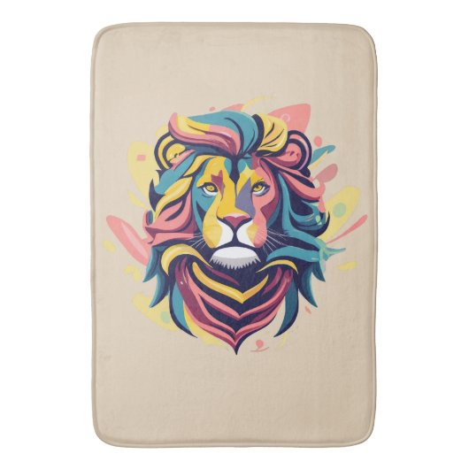 Tapis De Bain Tête de lion Abstraite (devant Vertical)