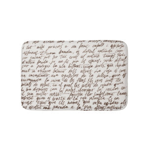 Tapis De Bain Texte du manuscrit d'encre Brown rétro