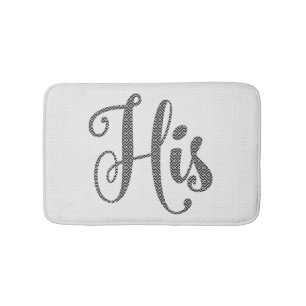 Tapis De Bain Texte moderne noir et Motif géométrique blanc