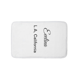 Tapis De Bain Texte simple minimal ajoutez votre nom lieu ville