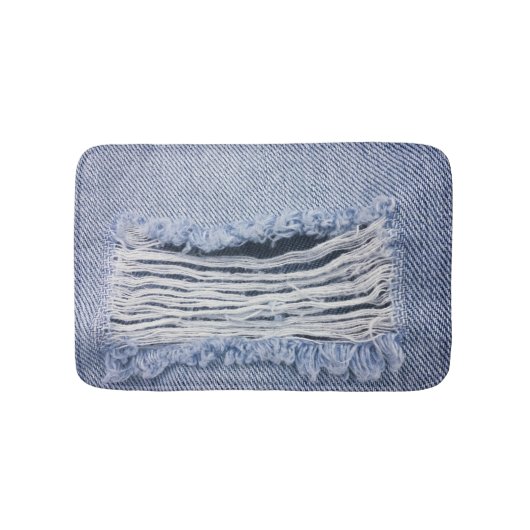 Tapis De Bain Texture de jean bleu clair torn (Devant)