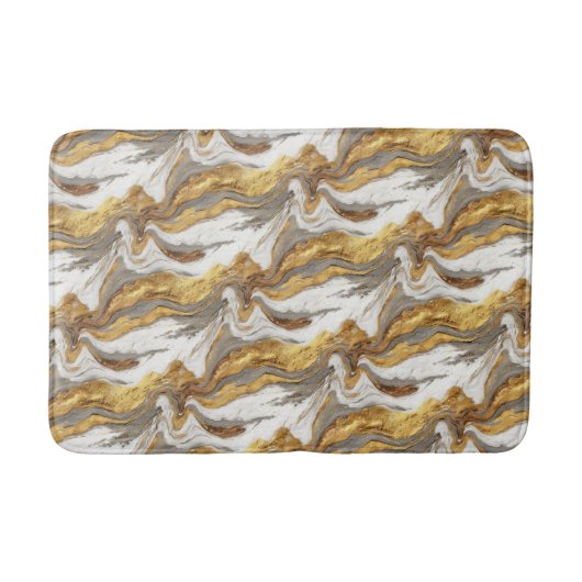 Tapis De Bain Texture de marbre gris abstrait avec or fluide (Devant)